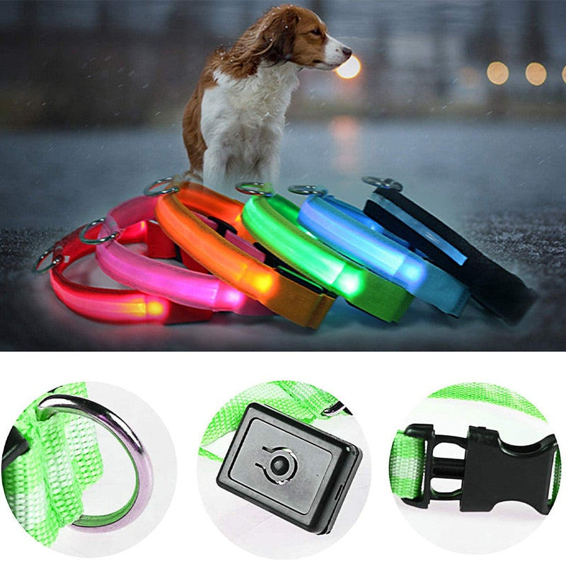 Adjustable LED Glowing Pet Collar - FURTASTIC DOG